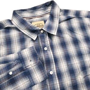 Roebuck & Co Button Down Shirt Mens XL Blue Plaid Check Long Sleeve pocket Plaid
